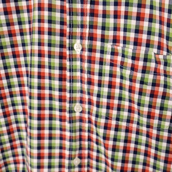 Gap Mens Classic Fit Green Orange Plaid Button Down Small - Picture 4 of 6